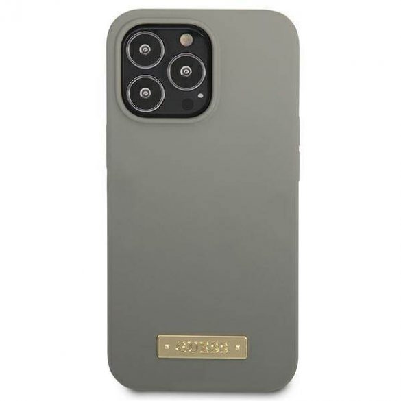 Guess GUHMP13LSPLG iPhone 13 Pro / 13 6,1" husă rigidă, gri/gri, Placă cu logo din silicon Husă MagSafe