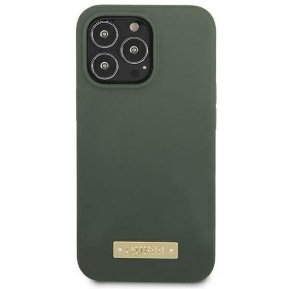 Guess GUHMP13LSPLA iPhone 13 Pro / 13 6,1" zielony/kaki husă rigidă din silicon Placă cu logo Husă MagSafe