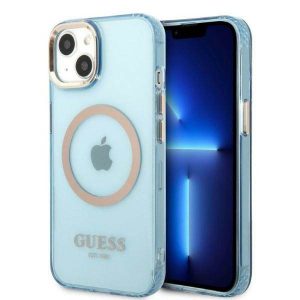 Guess GUHMP13MHTCMB iPhone 13 / 14 / 15 6.1" albastru/albastruhard Husă Gold Outline Translucent MagSafe