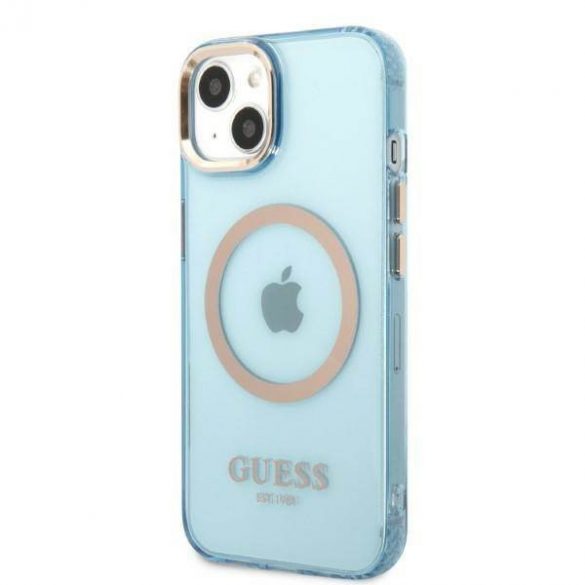 Guess GUHMP13MHTCMB iPhone 13 / 14 / 15 6.1" albastru/albastruhard Husă Gold Outline Translucent MagSafe