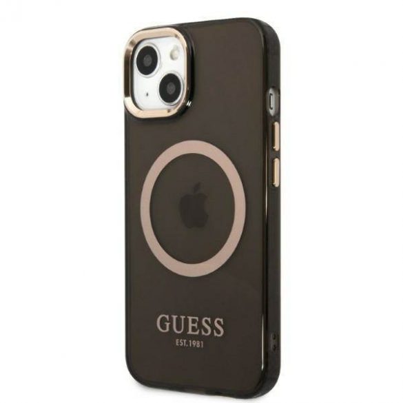 Guess GUHMP13MHTCMK iPhone 13 / 14 / 15 6.1" negru/negruHusătare Gold Outline Translucent MagSafe