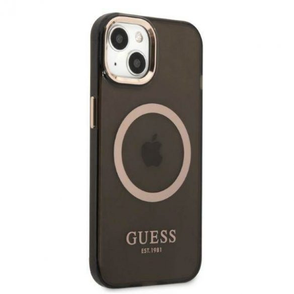 Guess GUHMP13MHTCMK iPhone 13 / 14 / 15 6.1" negru/negruHusătare Gold Outline Translucent MagSafe