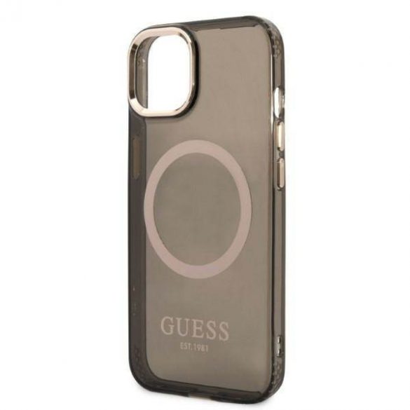 Guess GUHMP13MHTCMK iPhone 13 / 14 / 15 6.1" negru/negruHusătare Gold Outline Translucent MagSafe