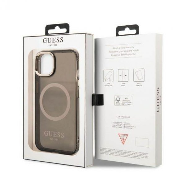 Guess GUHMP13MHTCMK iPhone 13 / 14 / 15 6.1" negru/negruHusătare Gold Outline Translucent MagSafe