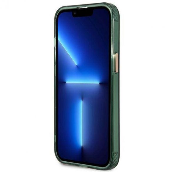 Guess GUHMP13LHTCMA Husă rigidă pentru iPhone 13 Pro / 13 6,1" zielony/kaki Gold Outline Husă MagSafe translucidă