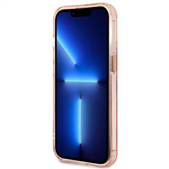 Guess GUHMP13LHTCMP Husă rigidă pentru iPhone 13 Pro / 13 6,1" rożowy/roz Gold Outline Husă MagSafe translucidă