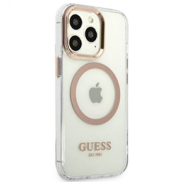 Guess GUHMP13LHTRMD Husă rigidă pentru iPhone 13 Pro / 13 de 6,1" złoty/aurie Husă Metal Outline Magsafe