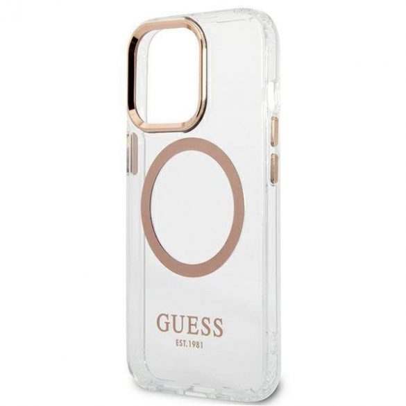 Guess GUHMP13LHTRMD Husă rigidă pentru iPhone 13 Pro / 13 de 6,1" złoty/aurie Husă Metal Outline Magsafe