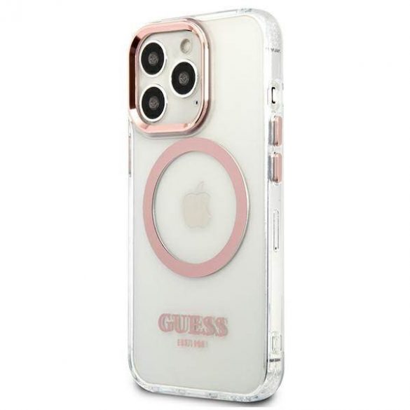 Guess GUHMP13LHTRMP iPhone 13 Pro / 13 6,1" husă rigidă rożowy/roz Husă Metal Outline Magsafe