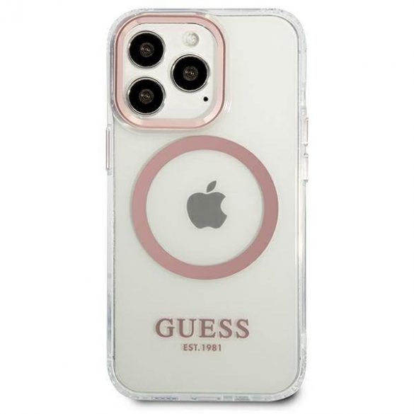 Guess GUHMP13LHTRMP iPhone 13 Pro / 13 6,1" husă rigidă rożowy/roz Husă Metal Outline Magsafe