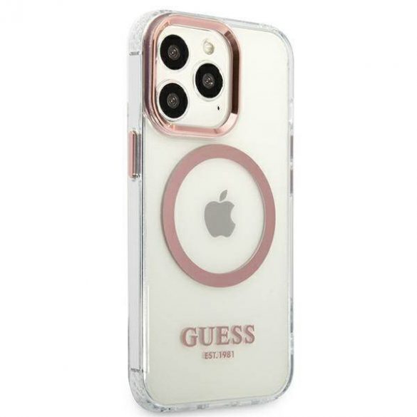 Guess GUHMP13LHTRMP iPhone 13 Pro / 13 6,1" husă rigidă rożowy/roz Husă Metal Outline Magsafe