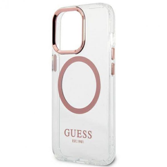 Guess GUHMP13LHTRMP iPhone 13 Pro / 13 6,1" husă rigidă rożowy/roz Husă Metal Outline Magsafe