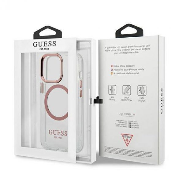 Guess GUHMP13LHTRMP iPhone 13 Pro / 13 6,1" husă rigidă rożowy/roz Husă Metal Outline Magsafe