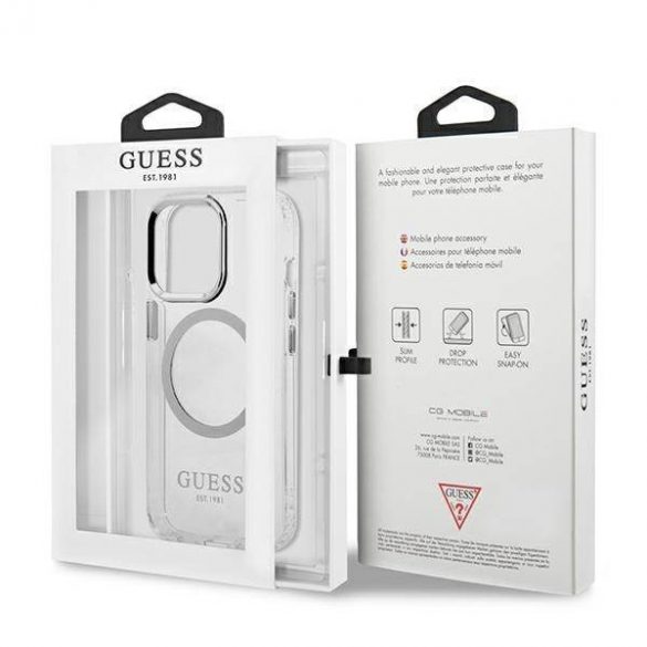 Guess GUHMP13XHTRMS Husă rigidă pentru iPhone 13 Pro Max 6,7" srebrny/argintiu Husă Metal Outline Magsafe