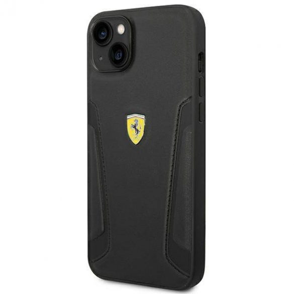 Ferrari FEHCP14MRBUK iPhone 14 Plus / 15 Plus 6,7" husă rigidă, neagră, piele, ștampilă laterale