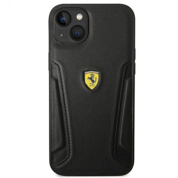 Ferrari FEHCP14MRBUK iPhone 14 Plus / 15 Plus 6,7" husă rigidă, neagră, piele, ștampilă laterale