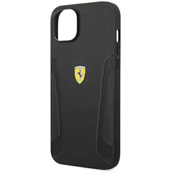 Ferrari FEHCP14MRBUK iPhone 14 Plus / 15 Plus 6,7" husă rigidă, neagră, piele, ștampilă laterale