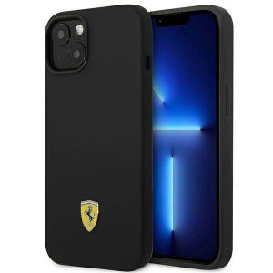 Ferrari FEHCP14SSIBBK iPhone 14 / 15 / 13 6.1" carcasă rigidă/neagră Silicone Metal Logo