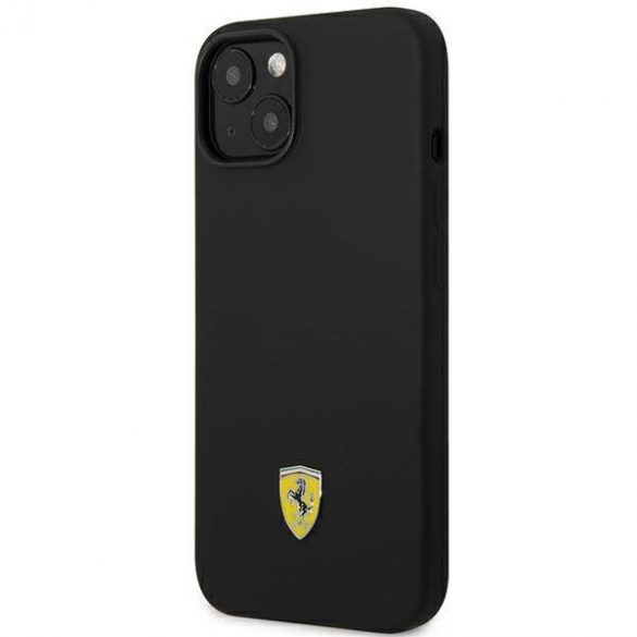 Ferrari FEHCP14SSIBBK iPhone 14 / 15 / 13 6.1" carcasă rigidă/neagră Silicone Metal Logo