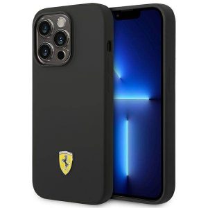 Ferrari FEHCP14LSIBBK iPhone 14 Pro 6,1" carcasă rigidă/neagră Husă siliconă metal cu logo