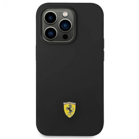 Ferrari FEHCP14LSIBBK iPhone 14 Pro 6,1" carcasă rigidă/neagră Husă siliconă metal cu logo