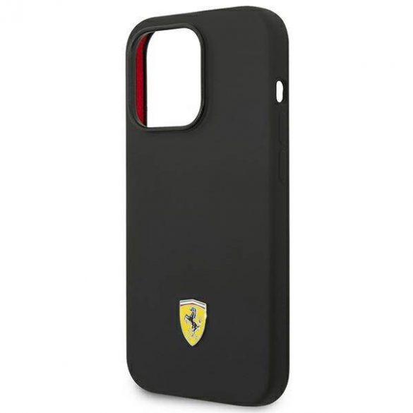 Ferrari FEHCP14LSIBBK iPhone 14 Pro 6,1" carcasă rigidă/neagră Husă siliconă metal cu logo