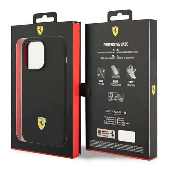 Ferrari FEHCP14LSIBBK iPhone 14 Pro 6,1" carcasă rigidă/neagră Husă siliconă metal cu logo