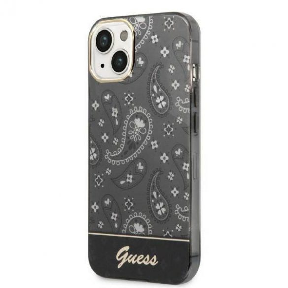 Guess GUHCP14MHGBNHK Husă rigidă pentru iPhone 14 Plus / 15 Plus de 6,7 inchi/negru Bandana Paisley