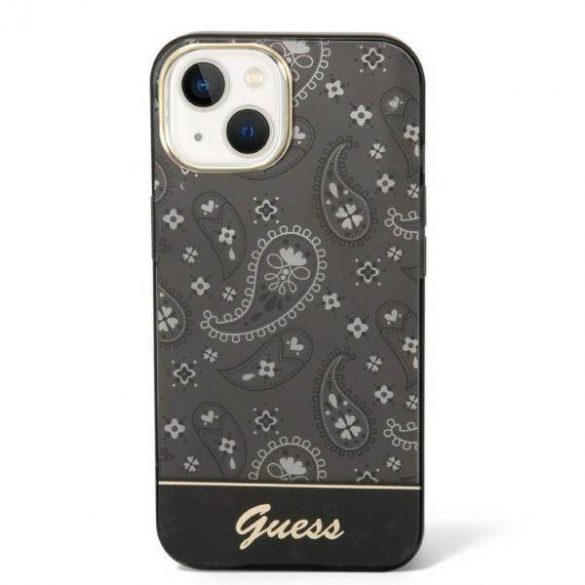 Guess GUHCP14MHGBNHK Husă rigidă pentru iPhone 14 Plus / 15 Plus de 6,7 inchi/negru Bandana Paisley