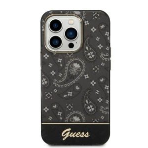 Guess GUHCP14LHGBNHK Carcasă rigidă Bandana Paisley pentru iPhone 14 Pro de 6,1 inchi/negru