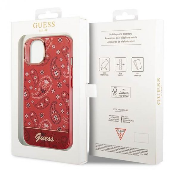 Guess GUHCP14SHGBNHR iPhone 14 / 15 / 13 6.1" czerwony/rosu hardcase Bandana Paisley