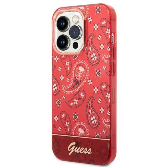 Guess GUHCP14LHGBNHR iPhone 14 Pro 6,1" czerwony/roșu husă rigidă Bandana Paisley