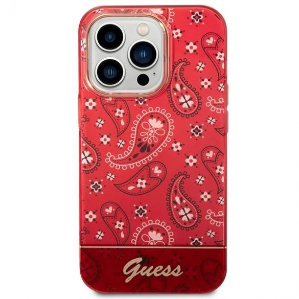 Guess GUHCP14LHGBNHR iPhone 14 Pro 6,1" czerwony/roșu husă rigidă Bandana Paisley