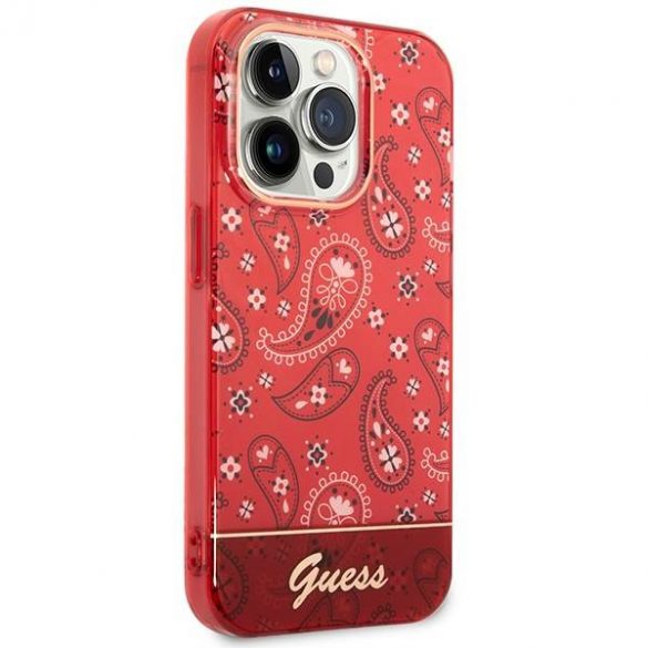 Guess GUHCP14LHGBNHR iPhone 14 Pro 6,1" czerwony/roșu husă rigidă Bandana Paisley