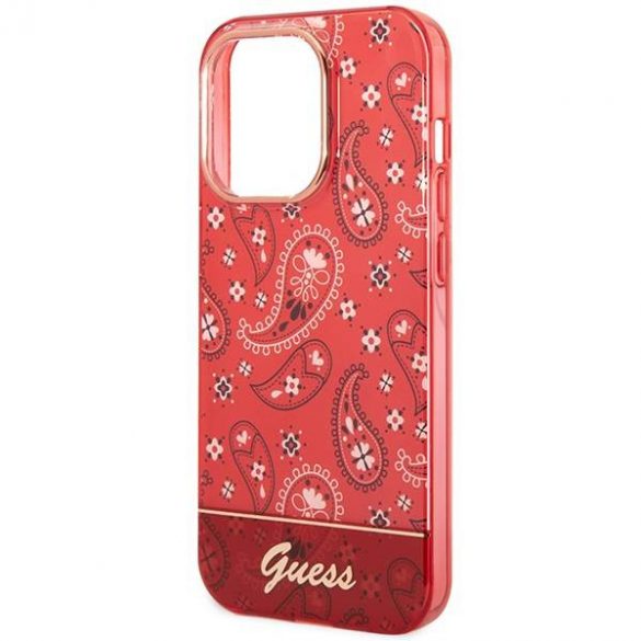 Guess GUHCP14LHGBNHR iPhone 14 Pro 6,1" czerwony/roșu husă rigidă Bandana Paisley