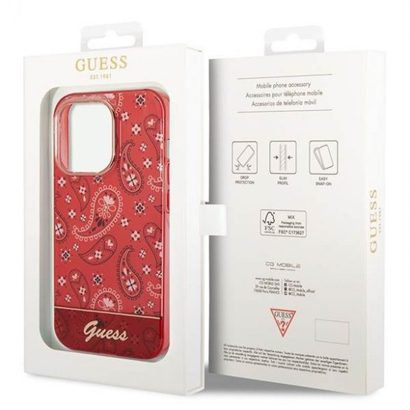 Guess GUHCP14LHGBNHR iPhone 14 Pro 6,1" czerwony/roșu husă rigidă Bandana Paisley