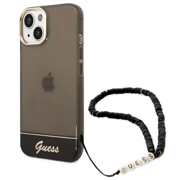 Guess GUHCP14MHGCOHK iPhone 14 Plus / 15 Plus 6,7" carcasă rigidă neagră/negru Curea perla translucidă