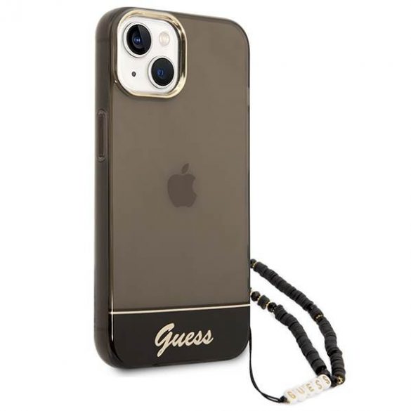 Guess GUHCP14MHGCOHK iPhone 14 Plus / 15 Plus 6,7" carcasă rigidă neagră/negru Curea perla translucidă