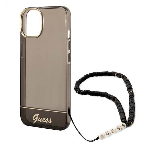 Guess GUHCP14MHGCOHK iPhone 14 Plus / 15 Plus 6,7" carcasă rigidă neagră/negru Curea perla translucidă