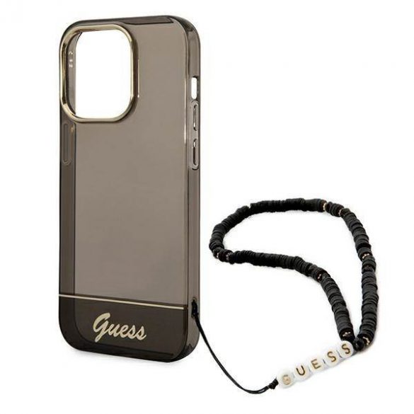 Guess GUHCP14LHGCOHK iPhone 14 Pro 6,1" carcasă rigidă/neagră Husă translucidă cu curea perlă