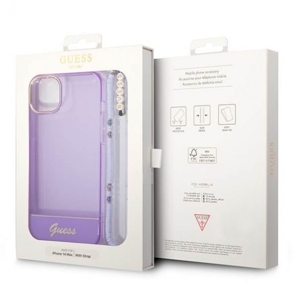 Guess GUHCP14SHGCOHU iPhone 14 / 15 / 13 6.1" fioletowy/purpuriu hardcase Curea perla translucida