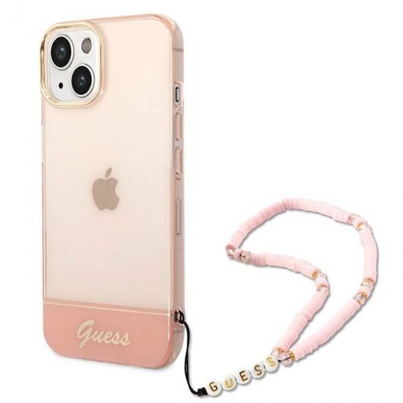 Guess GUHCP14SHGCOHP iPhone 14 / 15 / 13 6.1" rożowy/roz hardcase Curea perla translucida