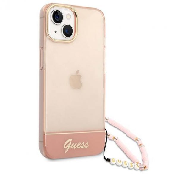 Guess GUHCP14SHGCOHP iPhone 14 / 15 / 13 6.1" rożowy/roz hardcase Curea perla translucida