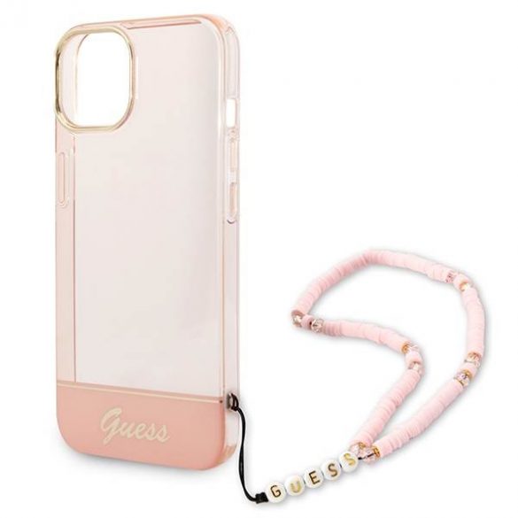 Guess GUHCP14SHGCOHP iPhone 14 / 15 / 13 6.1" rożowy/roz hardcase Curea perla translucida