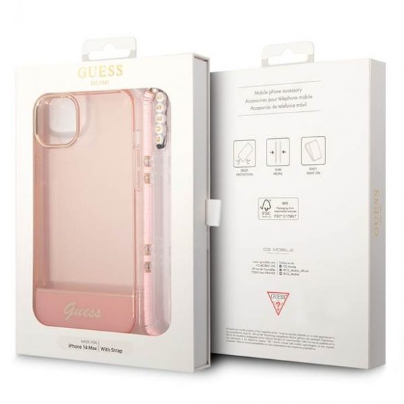 Guess GUHCP14SHGCOHP iPhone 14 / 15 / 13 6.1" rożowy/roz hardcase Curea perla translucida