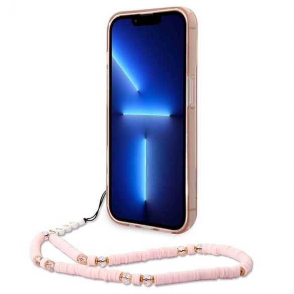 Guess GUHCP14LHGCOHP iPhone 14 Pro 6,1" husă rigidă rożowy/roz Husă cu curea perlă translucidă