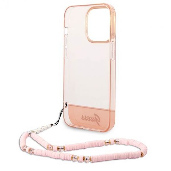 Guess GUHCP14XHGCOHP iPhone 14 Pro Max 6,7" rożowy/roz husă rigidă Translucent Pearl Strap