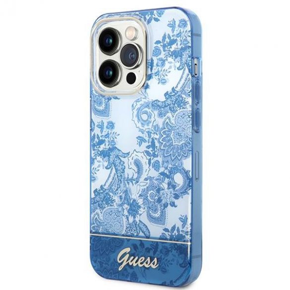 Guess GUHCP14LHGPLHB iPhone 14 Pro 6,1" niebieski/albastru Hardcase Husă Porțelan Collection