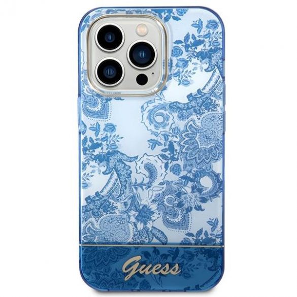 Guess GUHCP14LHGPLHB iPhone 14 Pro 6,1" niebieski/albastru Hardcase Husă Porțelan Collection