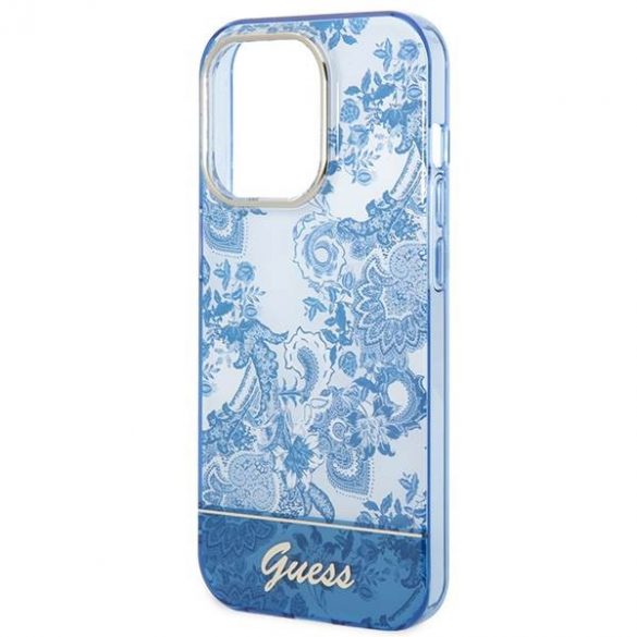 Guess GUHCP14LHGPLHB iPhone 14 Pro 6,1" niebieski/albastru Hardcase Husă Porțelan Collection